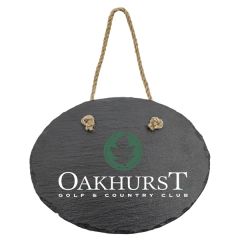 7 3/4 Inch X 6 Inch Oval Slate Decor With Hanger String