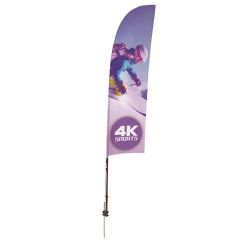 7 Ft Streamline Blade Sail Sign Flag, 1-Sided, Ground Spike