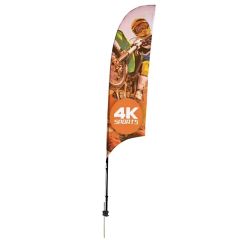 7 Ft Streamline Razor Sail Sign Flag, 1-Sided, Ground Spike