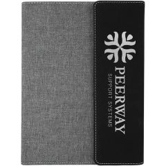 7 Inch X 9 Inch Black & Silver Leatherette & Gray Canvas Portfolio