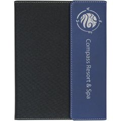 7 Inch X 9 Inch Blue & Silver Leatherette & Black Canvas Portfolio