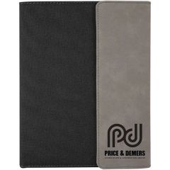 7 Inch X 9 Inch Gray Leatherette & Black Canvas Portfolio