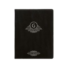 7 Inch X 9 Inch Leatherette Black/Silver Portfolio