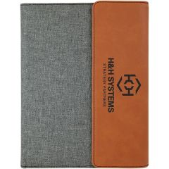 7 Inch X 9 Inch Rawhide Leatherette & Gray Canvas Portfolio