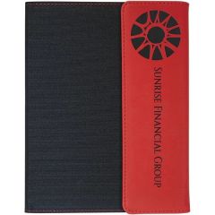 7 Inch X 9 Inch Red Leatherette & Black Canvas Portfolio
