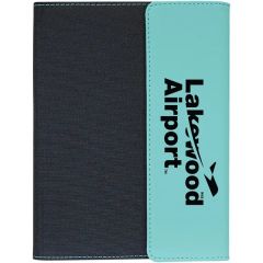 7 Inch X 9 Inch Teal Leatherette & Black Canvas Portfolio