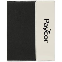 7 Inch X 9 Inch White Leatherette & Black Canvas Portfolio