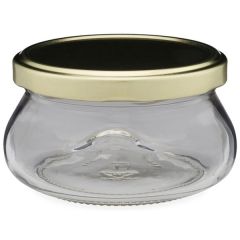 7 Oz Clear Glass Squat Bulb Jars With Gold Metal Lug Cap
