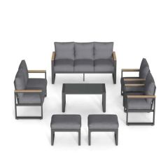 7-Piece Conversation Set W/Gray Cushions & Glass Table