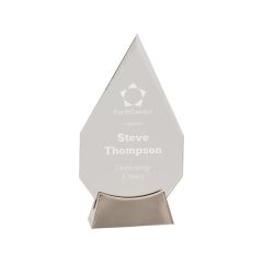 8 1/2 Inch Clear Diamond Platinum Glass Award W/ Metal Base