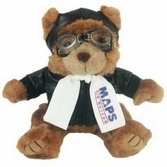 8 Inch Aviator Bear With Full Color Imprint