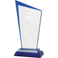 8 Inch Blue Razor Glass Award