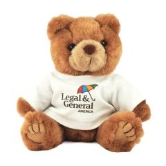 8 Inch Brown Kirby Bear With T-Shirt and Full Color Imprint