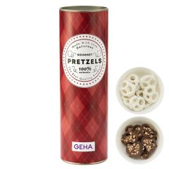 8 Inch Gift Tube With Chocolate Pretzels