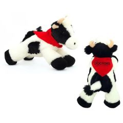 8 Inch Mini Moo The Cow With Bandana and One Color Imprint