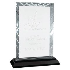 8 Inch Rectangle Accent Glass On Black Base