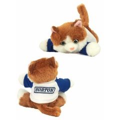 8 Inch Sunshine Tabby Cat With T-Shirt and One Color Imprint