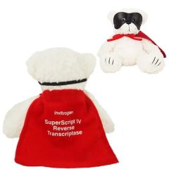 8 Inch Super Hero Bear W/ Vinyl Mask, Cape & One Color Imprint