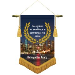 8 Inch X 12 Inch Podium Banner, V Cut/ With Fringe