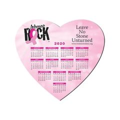 8 Inch X 8 Inch Heart Shape Hard Top Calendar Mouse Pad 1/8 Inch Foam Base