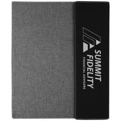 9.5 Inch X 12 Inch Black/Silver Leatherette & Gray Canvas Portfolio