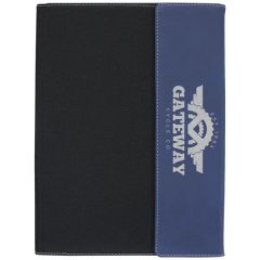 9.5 Inch X 12 Inch Blue/Silver Leatherette & Black Canvas Portfolio