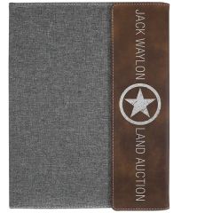 9.5 Inch X 12 Inch Rustic/Silver Leatherette & Gray Canvas Portfolio