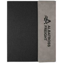 9 1/2 Inch X 12 Inch Gray Leatherette & Black Canvas Portfolio
