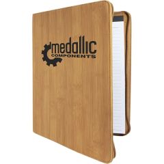9 1/2 Inch X 12 Inch Leatherette Bamboo Portfolio With Zipper