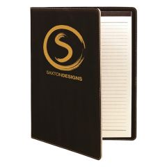 9 1/2 Inch X 12 Inch Leatherette Black/Gold Portfolio