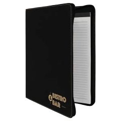 9 1/2 Inch X 12 Inch Leatherette Black/Gold Portfolio With Zipper