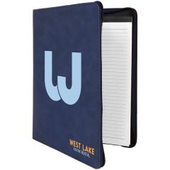 9 1/2 Inch X 12 Inch Leatherette Blue/Black Portfolio With Zipper