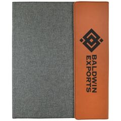 9 1/2 Inch X 12 Inch Rawhide Leatherette & Gray Canvas Portfolio