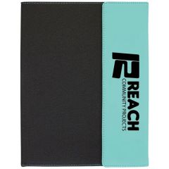 9 1/2 Inch X 12 Inch Teal Leatherette & Black Canvas Portfolio