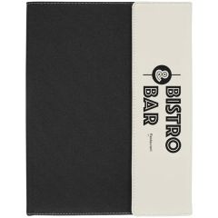 9 1/2 Inch X 12 Inch White Leatherette & Black Canvas Portfolio