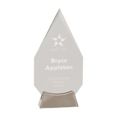 9 1/4 Inch Clear Diamond Platinum Glass Award W/ Metal Base