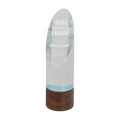 9 3/4 Inch Cylinder Sierra Glass Award With Walnut Base