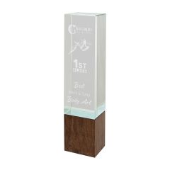 9 3/4 Inch Rectangle Sierra Glass Award With Walnut Base