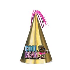 9 Inch Custom Printed Foil Cone Hat W/Elastic & Tassels