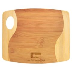9 Inch X 11 Inch Bamboo Two Tone Cutting Board W/ Handle