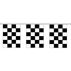 9 Inch X 12 Inch Black & White Checkered 4 MIL. 60 Ft Pennant Strings