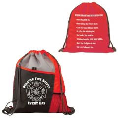 Deluxe Drawstring Backpack With Fire Safety Tips