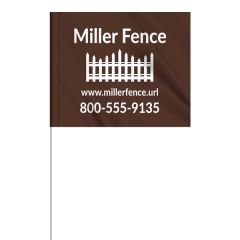 1-Color 5 Inch X 6 Inch Custom Marking Flag W/ 27 Inch Plastic Staff