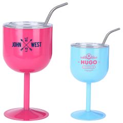 4 Oz Stainless Steel Goblet With Straw