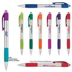 Silver Pen W/ Colored Gripper