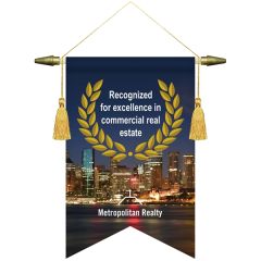 8 Inch X 12 Inch Podium Banner, Angle Cut/ No Fringe