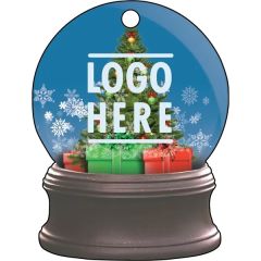 1/4 Inch Recycled Wood Ornament-Snow Globe W/ Snowflake & Tree