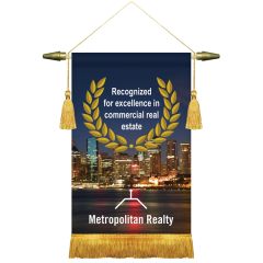 8 Inch X 12 Inch Podium Banner, Straight Cut/ With Fringe