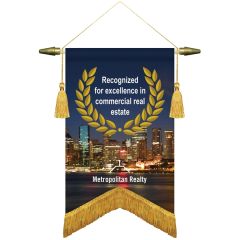 8 Inch X 12 Inch Podium Banner, Angle Cut/ With Fringe
