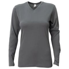 A4 Ladies' Long-Sleeve Softek V-Neck T-Shirt